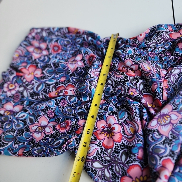 Express Women's Vine Floral Print Strapless Hi-Lo Wrap Dress Blue Pink XS - Picture 10 of 13